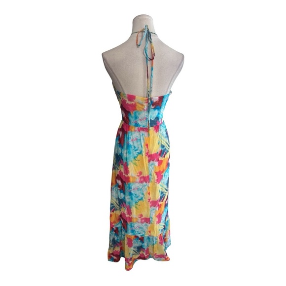LULUS Stunning One Multi Abstract Print Drawstring
Halter Maxi Dress size M Sun - Picture 8 of 10